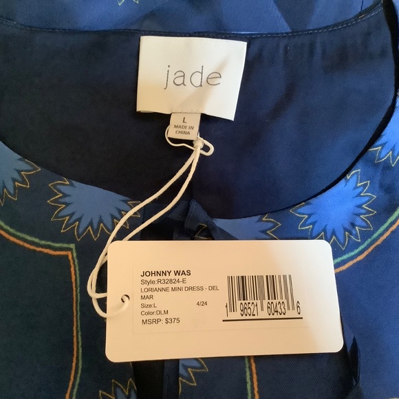 Johnny Was Lorianne Silk Mini Dress Blue SZ L - Picture 15 of 16